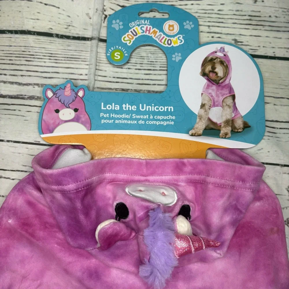 Squishmallows Pink Dog Hoodie - Lola the Unicorn